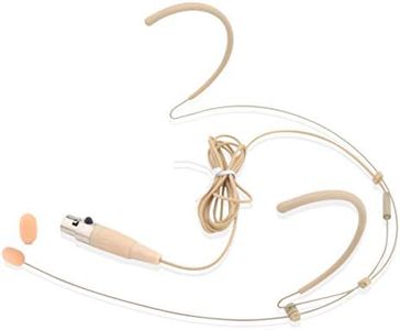 PYLE-PRO Double Over Ear Microphone Headset - fessional Hands Free Omnidirectional Wired Audio Boom Condenser Microphone Headset w/ 4 Pin Mini XLR, 1.2m Cable, and Windscreen - Pyle PMHMS20 (Beige)