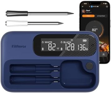 5G WiFi Wireless Meat Thermometer for Smoker Bluetooth, Dual Probes, Fitflavor Bluetooth Meat Thermometer for Grill BBQ, Smart Meat Probe for Food Cook Oven Grilling, Rechargeable