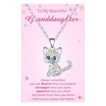 Lanqueen Granddaughter Gifts from Grandma Cute Cat Pendant Necklace, Lovely Cat Hypoallergenic Cubic Zirconia Cat Jewelry for Girls Teens Women Daughter Christmas Birthday Gifts, Cat Lover Gifts