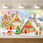 Sumind 6x3.6ft Christmas Gingerbread House Backdrop Christmas Wall Decorations Xmas Gingerbread Banner Candy Winter Christmas Scene Photography Background for Photo Booth Props Xmas Party Decor