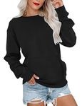 MISFAY Womens Sweatshirt Ladies Fall Tops Fashion Sweatshirts for Women Long Sleeve Pullover with Pockets(Black,XL)