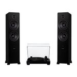 Fluance RT81 Elite High Fidelity Vinyl Turntable (Piano Black) with Ai81 Powered 2-Way Floorstanding Speakers (Black Ash) Diamond Stylus, Belt Drive, Built-in Preamp, 150W Class D Amplifier, Bluetooth