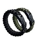 2 Pack Survival Paracord Bracelets 8.5" Tactical Braided Bracelet for Teens Military Gear Army Theme Party Favors, 8 5 inch, paracord, no gemstone