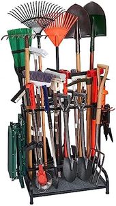 Garden Tool Organizer for Garage, Garden Tool Rack, Yard Tool Storage, Tool Organizers and Storage, Garden Tool Stand up to 55 Long-Handled Tools, for Garage, Shed, Outdoor, Black(Yard Tool Storage)