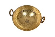 Yadav Craft ® Brass Kadhai (3 L, Golden, 12 x 24 x 8 Centimeters)