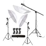 HIFFIN E27 3 Point Studio Single Holder KIT Umbrella White + Studio Light Stand 9 FT+ Umbrella and Bulb Holder KIT Mark III | 3 Single Holder | 3 Light Stand 9ft | 3 Umbrella (WOB)