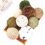 CIR OASES 9pcs 3.5Inch Fall Decorative Ball Orb Rattan Ball Rattan Woven Orbs Spherical Bowl and Vase Filler for Home Party Wedding Display Decor Props …