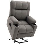 HOMCOM Power Lift Chair Recliner for Elderly, Velvet Electric Riser and Recliner Chair with Wide Seat, Remote Control, Side Pockets, Cup Holders for Living Room, Grey
