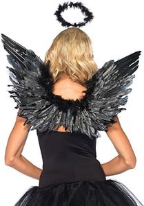 Leg Avenue Women's 2pc. Angel Accessory kit, Includes Wings and Halo, Black, One Size