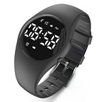 Focwony Led Digital Pedometer Watch, Digital Steps Tracker, Non-Bluetooth, Vibrating Alarm Clock, Stopwatch, Great Gift for kids Children Teens Girls Boys Women (Black)