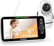 HelloBaby 6-Inch Video Baby Monitor, Large Screen with Camera and Audio, 4000mAh Battery and ECO Mode, Night Vision, No-WiFi, 2-Way Talk and 8 Lullabies, Remote Pan-Tilt-Zoom Camera