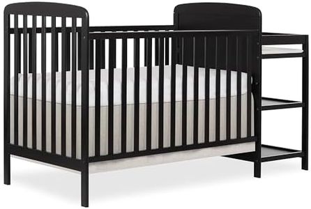 Dream On Me Anna 3-in-1 Full-Size Crib and Changing Table Combo in Black, Greenguard Gold Certified, Non-Toxic Finishes, Includes 1" Changing Pad, Wooden Nursery Furniture