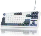 AULA F87 Wired Gaming Keyboard, 75% TKL Gasket Hot Swappable Custom Keyboard with Detachable USB Cable, Pre-lubed Greywood Switches, RGB Backlit Mechanical Gaming Keyboard for WINS/PC/Mac (White Blue)