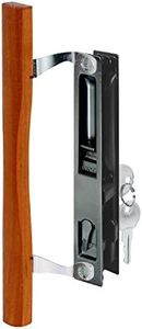 Slide-Co 141638 Sliding Door Handle Set with Wood Pull and Key, Black Diecast