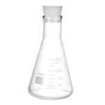 PATIKIL Erlenmeyer Flask, 250ml 8.5oz Narrow Mouth Graduated Flasks with Silicone Stopper Borosilicate Glass Flasks with Printed Graduation for Lab Experiment Chemistry Science