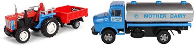 Centy Toys Trolley Tractor (Colors May Vary) & Mother Dairy Tanker, Multi Color Combo, Kid