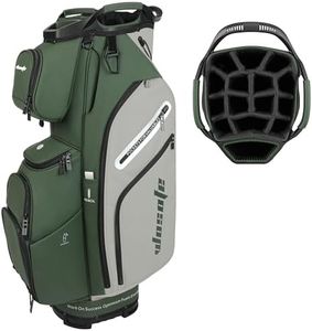 wosofe 14-Way Golf Cart Bag, Waterproof PU Leather, Green/Grey Vintage