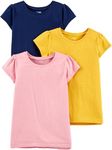 Simple Joys by Carter's Girls' Toddler 3-Pack Solid Short-Sleeve Tee Shirts, Navy/Pink/Gold, 2T