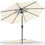 VOUNOT 2.7m Garden Parasol, Outdoor Table Tilting Patio Parasol Umbrella, with Crank Handle, Protective Cover, 8 Sturdy Ribs, Beige