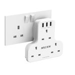Mscien Plug Extension with USB, 3 Way Plug Adapter Multi Plug Adaptor Sockets Extension Turn 1 into 3, Compact Plug Extender