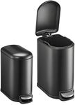 Black Kitchen Trash Can Combo Set, Step Metal Garbage Cans with Lid, 10.6+2.6 Gallon Big Small Trash Can for Kitchen, Office, Bathroom