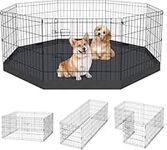 ZuHucpts Foldable Metal Dog Exercise Pen/Pet Puppy Playpen with Bottom Pad(24" H, Black)