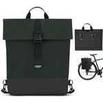 LARKSON Bike Pannier Dark Green - Tammo Bike - 2 in 1 Cycle Backpack & Bicycle Bag for Rear Carrier, Made of Recycled Material - Water-Repellent