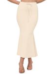 Bureaucrat Saree Shapewear Petticoat for Women Cotton Blended Lycra Body Shaper Peticoat, Long Under Skirt Dress for Saree,Stretchable Fishcut Innerwear for Ladies Saree in Party(Butter-M)