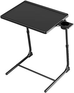 TV Tray Table, Allpop TV Dinner Tray for Eating, Adjustable Folding Laptop Table with 6 Heights & 3 Tilt Angles, Cup Holder on Couch & Bed, Black