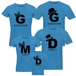 RAINBOWTEES GDMD Family -t-Shirts Set of 5 for Grandpa,Grandma and Father Mother and Daughter (Turquoise Blue, Mail The Sizes to Gangsters.4006@gmail.com)