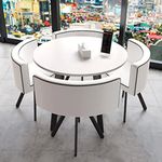 Dining Table and 4 Chair Set,Coffee Table and Chair Round Office Conference Reception Coffee Table for Office Lounge Dining Kitchen (Color : 4),Table and Chair Set (Color : White)