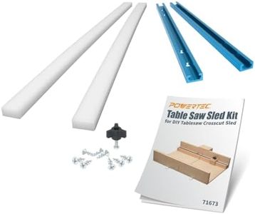 POWERTEC Table Saw Sled Kit w/ 12” T Track, 19” HDPE Miter Bar, Knob, Bolt & Screws Set for DIY Tablesaw Crosscut Sled, Fits 3/4" x 3/8" Miter Slot on Table Saws Wood Working & Accessories (71673)