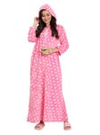 PALIVAL Women's Woollen DOTT Print Maxi with Hood Nighty (Pink, Wool)