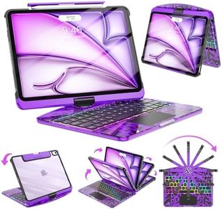 SIBEITU Clear Wireless Keyboard Case for iPad Air 13-inch M4/M3/M2 (2026/20252024) & iPad Pro 12.9-inch 6th 5th 4th 3rd Gen, Precision Trackpad & 7-Color Backlit, Pencil Holder, 360°Rotatable, Purple