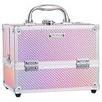 Frenessa Makeup Case 4 Trays Cosmetic Box Lockable Beauty Vanity Organiser Holder Box for Gifts (Pink)