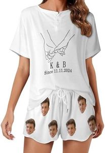 Ufkaa Custom Face Pajamas Set for Women, Bride Wife Outfit for Bachelorette Party Honeymoon Wedding Anniversary Valentine's Day, Holiday Lounge, Funny Christmas PJs, Gag Gifts, White Elephant Gift