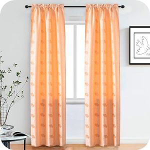 GIRASOLE Coppia Tende Semi Oscuranti Fantasia Cuori con Fili d'Argento Tenda per Soggiorno e Camera da Letto 2 Pannelli con Tasca (Albicocca, 70x240cm)