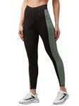 BLINKIN Women's Gym Wear Skinny Fit Tights | Track Pants For Women With Side Pockets : Ideal For Yoga & Workout - The Ultimate Gym Pants For Women & Girls_3660 (Color_Black|D-Green,Size_L)