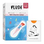 Plush Ultra-Thin Sanitary Pads For Women, 10 XXL Natural Cotton Sanitary Napkins | Super Absorbent 10 Heavy Flow XXL + 2 Panty Liners For Rash Free Periods | Pure U.S. Cotton Pads With Disposable Pouch