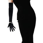 DooWay 23-inch Black Velvet Opera Long Gloves Evening Elastic Stretchy Women Finger Gloves One Size