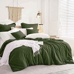 California King Comforter, 3pc Aesthetic Modern Bedding Set Cal King Size, All Season Lightweight Cali King Microfiber Down Alternative Comforter with 2 Pillow Shams for Women Men, Dark Olive Green