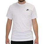 NIKE Men's Sportswear Club T shirt, White/Black, M