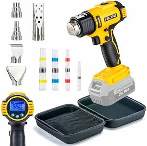 HILIPE Cordless Heat Gun 20v Max for DeWALT Battery,Battery Heat Gun Cordless with LCD Digital Display,2-Temp Setting Max 1022°F,Heat Gun for Shrink Wrapping, Tube Bending(Tool Only, NO Battery)