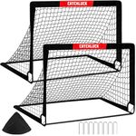 CATCHLUCK Kids Soccer Net Pop Up Soccer Goals for Backyard Soccer Goals Net Portable Soccer Goal 2 Set of 4X3ft Soccer Goal Post, Black