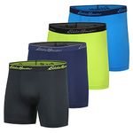 Eddie Bauer Men's 5" No Fly Performance Trunks (4 Pack), Brushed: Black/Indigo/Limeade/Ascent Blue, Small