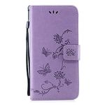 Samsung Galaxy A40 Case 2019, Shockproof PU Leather Flip Wallet Cover Owl Tree with Magnetic Stand Card Holder ID Slot Folio Soft TPU Bumper Protective Case for Samsung Galaxy A40 Light Purple