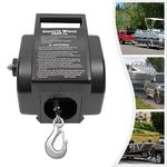 Electric Boat Winch, 12V DC Reversible Electric Trailer Winch for Boats Up to 2000Lbs, Power-in, Power-Out and Freewheel Operations for Boats with Hand Crank