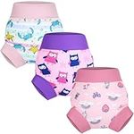 MooMoo Baby Swim Diapers Reusable Waterproof Swimming Diaper Pants for Girls 3Pcs 2T