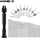 57 Pieces Hand Drill Bits Set, Pin Vise Hand Drill, 46 Pieces Micro Twist Drill Bits and 10 Pieces PCB Mini Drill Bits for Resin Craft DIY Jewelry (0.1-1mm, Random Color PCB Drill)