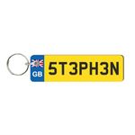 Pixie's Gifts Custom License Plate Keychain - Personalised Number Plate Keyring - Mini Number Plate Key Ring - Name Plate Keychain - Just Passed Milestones (Personalised Designs, GB NUMBER PLATE)